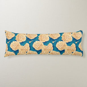 Hydrangea watercolor pattern, yellow and blue body cushion