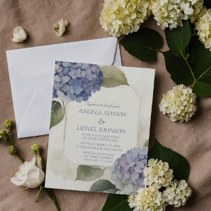 Hydrangea Watercolor Soft Blue Colours Invitation
