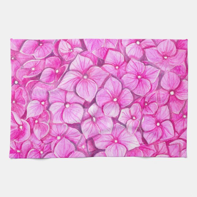 Hydrangea watercolor tea towel (Horizontal)