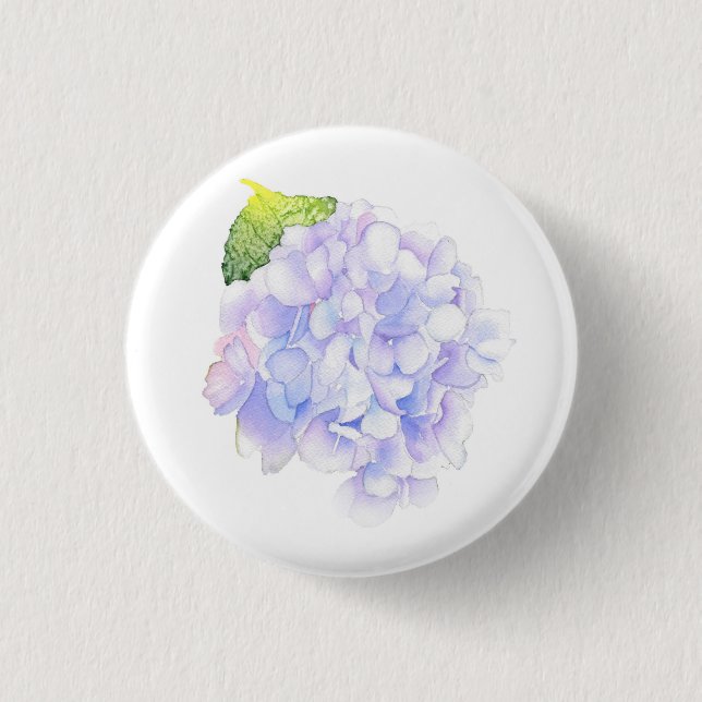 Hydrangea Watercolor Vignette 3 Cm Round Badge (Front)