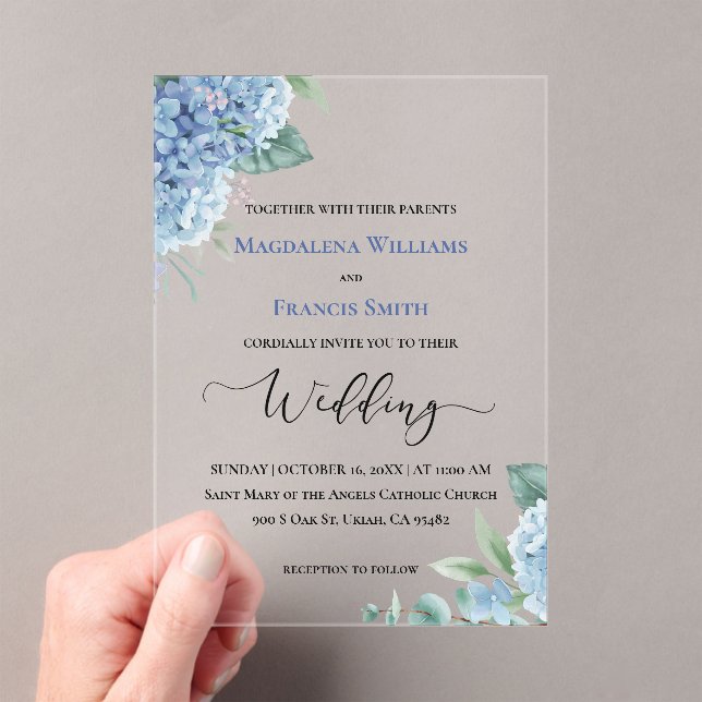 Hydrangea watercolor | wedding  acrylic invitations (Insitu (Handheld))