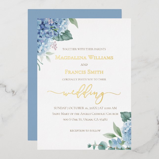 Hydrangea watercolor | wedding Invitation (Front/Back)