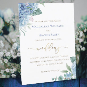 Hydrangea watercolor   wedding Invitation