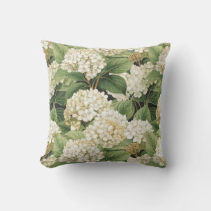 Hydrangea watercolour floral Boho retro flowers Cushion