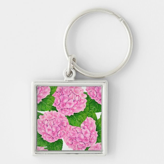 Hydrangea waterolor pattern key ring (Front)