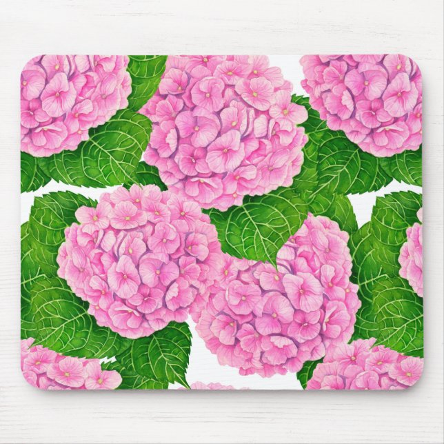 Hydrangea waterolor pattern mouse mat (Front)