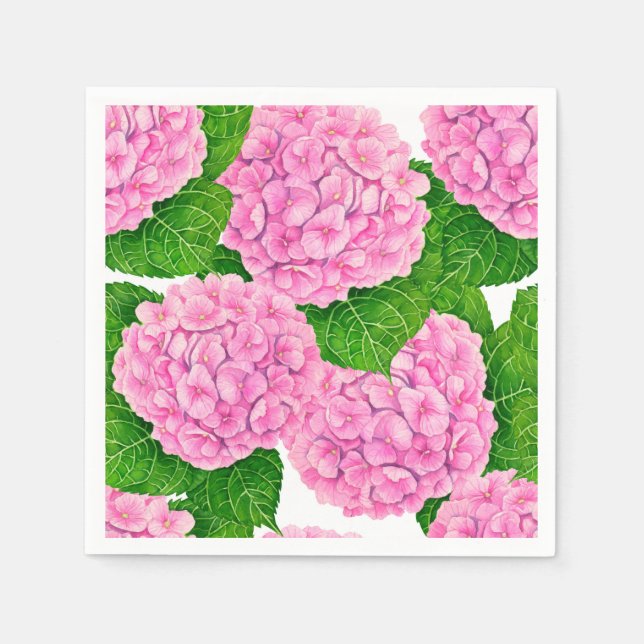 Hydrangea waterolor pattern napkin (Front)