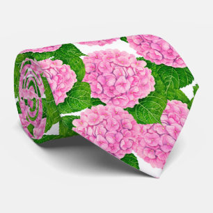 Hydrangea waterolor pattern neck tie