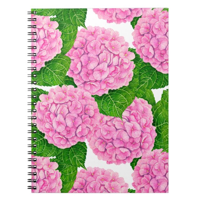 Hydrangea waterolor pattern notebook (Front)