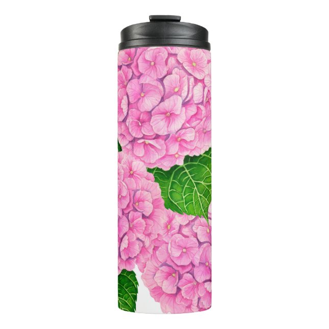 Hydrangea waterolor pattern thermal tumbler (Front)