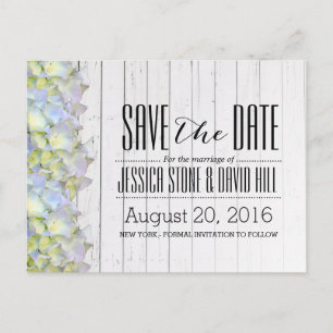 Hydrangea Weathered Wood Wedding Save the Date Announcement Postcard