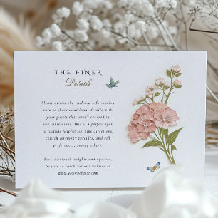 Hydrangea Wedding Information Card Vintage