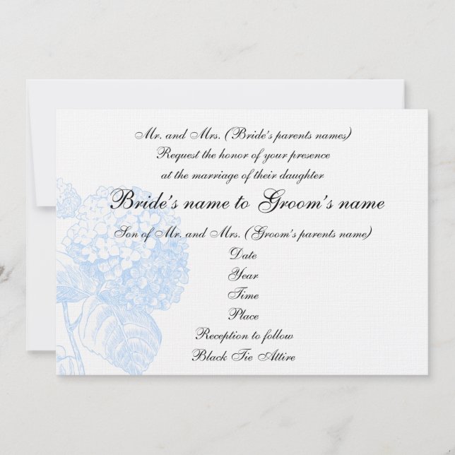 Hydrangea Wedding Invitation (Front)