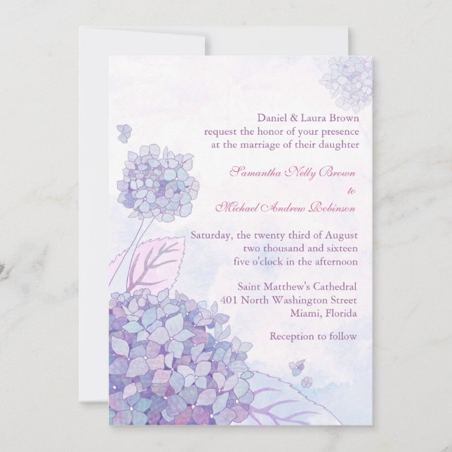 Hydrangea Wedding Invitations (Front)