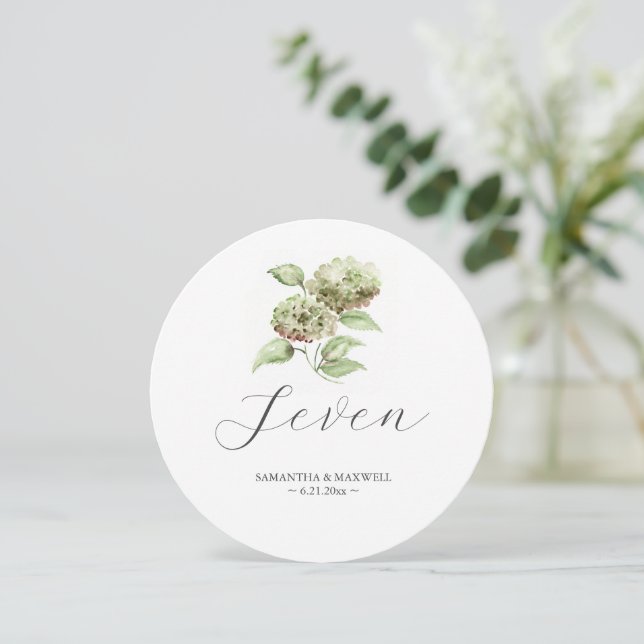 Hydrangea Wedding Round Table Number (Standing Front)