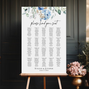 Hydrangea wedding seating chart 20 tables