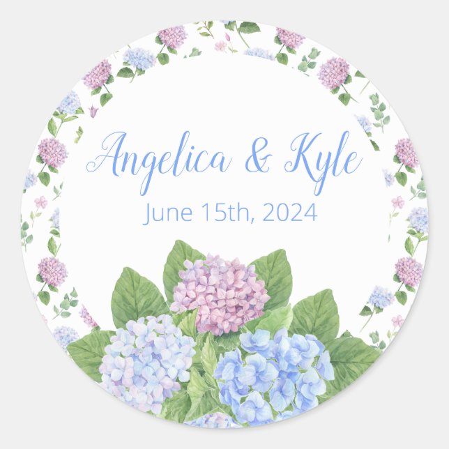 Hydrangea Wedding Sticker (Front)