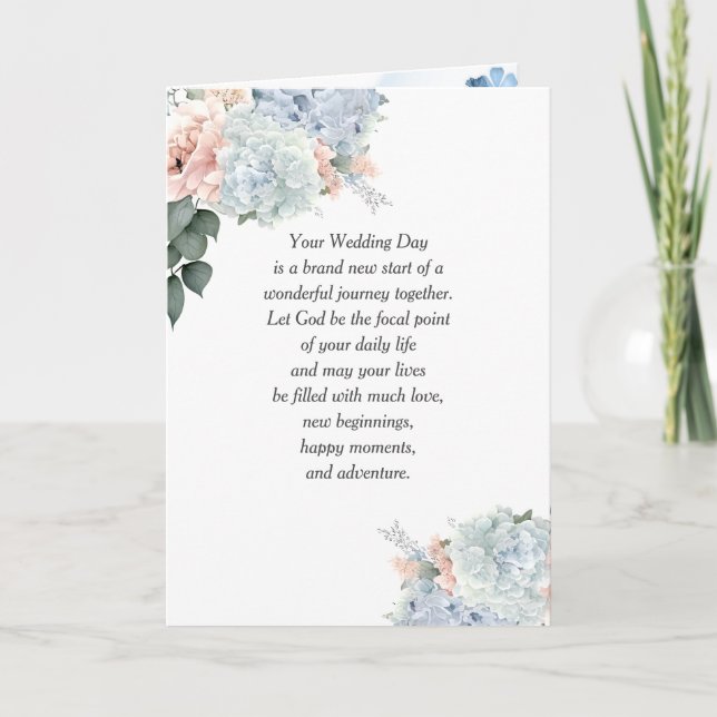 Hydrangea Wedding with Religious Text Card (Front)