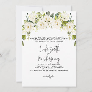 Hydrangea, White Floral, Wedding Invitation