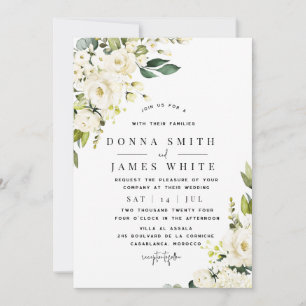 Hydrangea White Floral Wedding Invitation