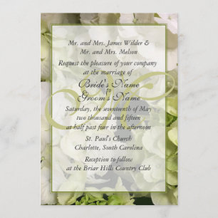 Hydrangea White Green Wedding Suite Invitation