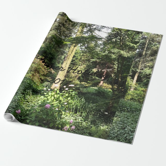 Hydrangea Wood Trees Nature Photography Wrapping Paper (Unrolled)