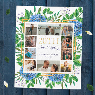 Hydrangeas 20th Anniversary Custom Photo Collage Fleece Blanket