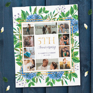 Hydrangeas 5th Anniversary Custom Photo Collage Fleece Blanket
