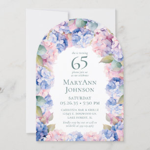Hydrangeas 65th Birthday Party Invitation