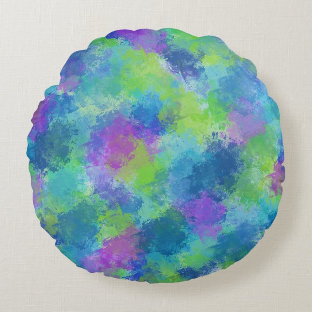 Hydrangeas Abstract Round Cushion (Front)