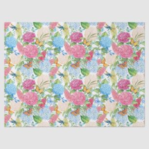 Hydrangeas and butterflies Dragonfly tiled Wedding Tissue Paper