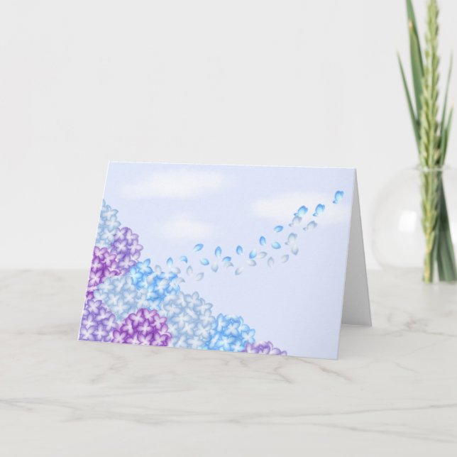 Hydrangeas and Butterflies Greeting Card (Front)