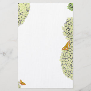 Hydrangeas and Butterflies Stationery