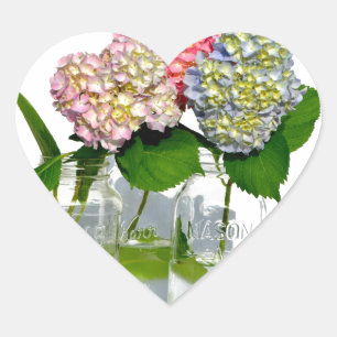 Hydrangeas and Mason jar Heart Sticker