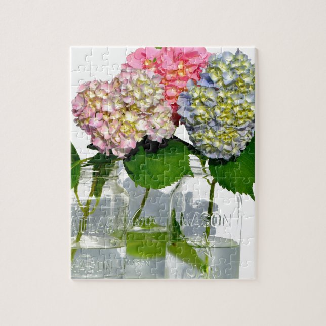 Hydrangeas and Mason jar Jigsaw Puzzle (Vertical)
