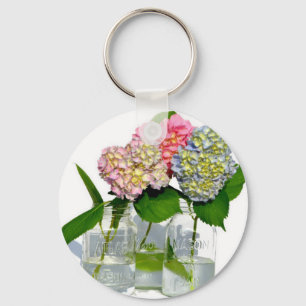 hydrangeas and mason jar key ring