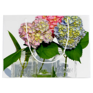 Hydrangeas and Mason jar Large Gift Bag