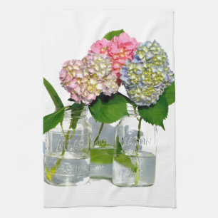 Hydrangeas and Mason jar Tea Towel