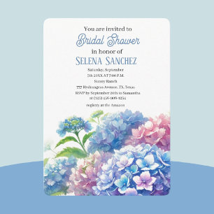 Hydrangeas Blue Floral Watercolor Bridal Shower  Invitation