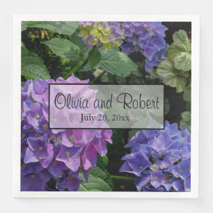 Hydrangeas blue purple floral flower garden napkin