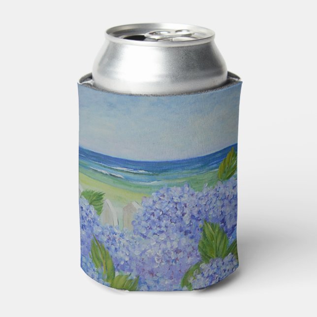 Hydrangeas By The Sea Can Cooler (Can Front)
