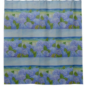 Hydrangeas By The Sea Shower Curtain