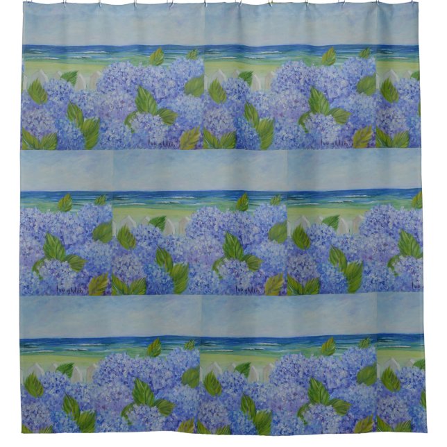 Hydrangeas By The Sea Shower Curtain (Front)