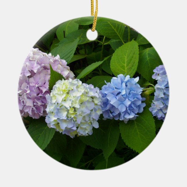 Hydrangeas Ceramic Tree Decoration (Front)