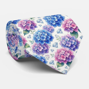 Hydrangeas & Diamonds   Wedding and Events Neck  Tie