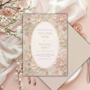 Hydrangeas Floral Gold Vintage Wedding Invitation