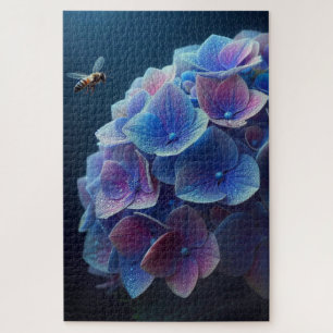 Hydrangeas Floral Purple and Blue Jigsaw Puzzle