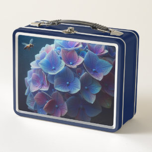 Hydrangeas Floral Purple and Blue Metal Lunch Box