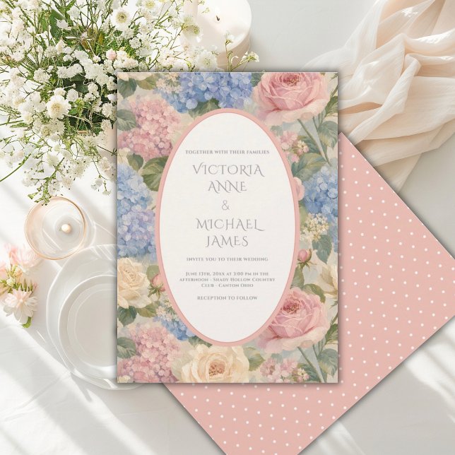 Hydrangeas Floral Vintage Wedding Invitation (Creator Uploaded)