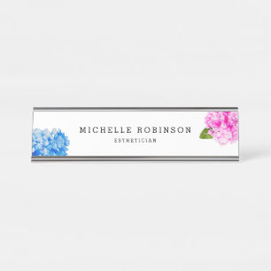 Hydrangeas Flower Illustration   Add Your Name Desk Name Plate